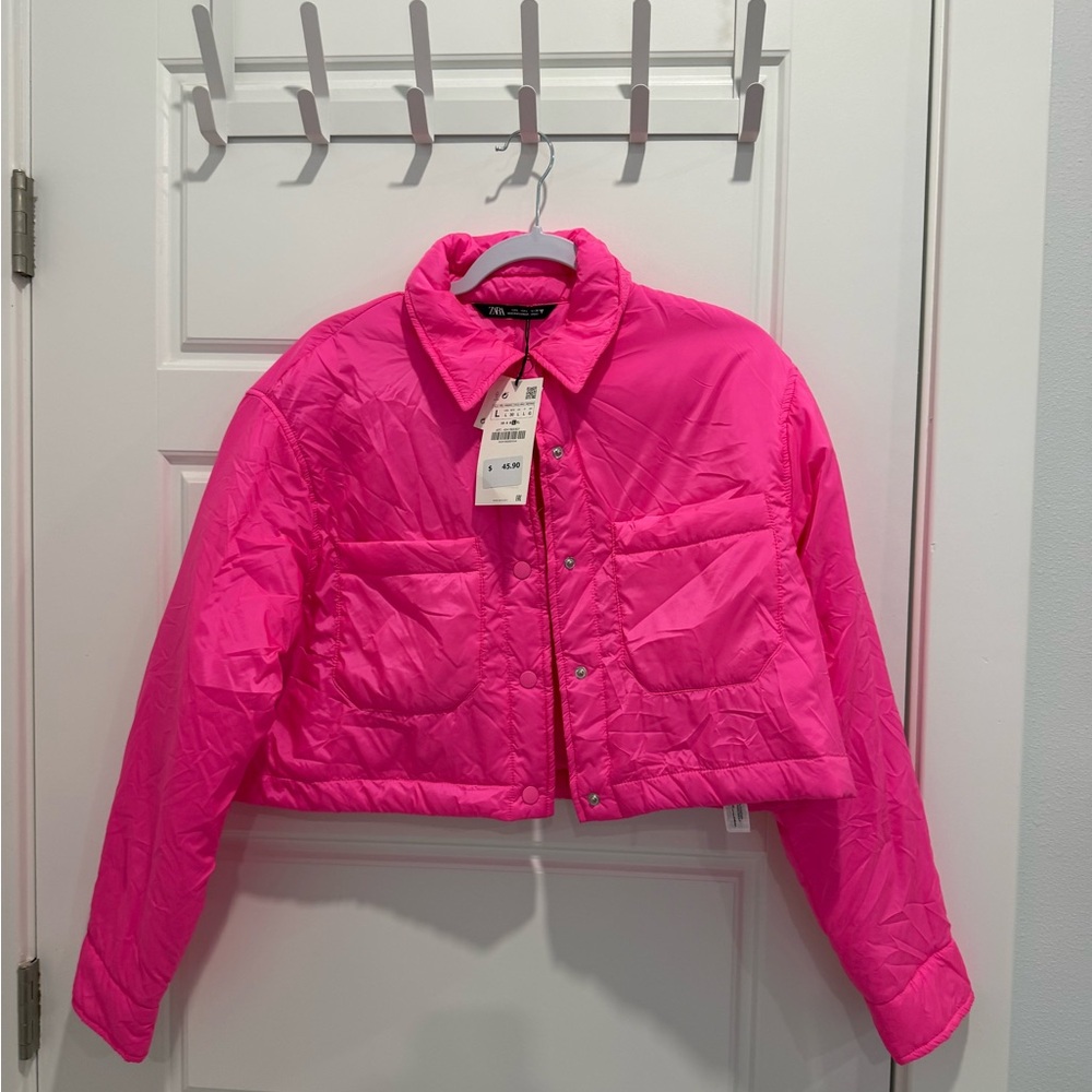 Zara Hot Pink Puffer Jacket